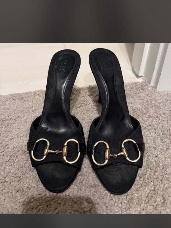 Gucci Shoes - Gucci Black mule Heels with Gold Horsebit